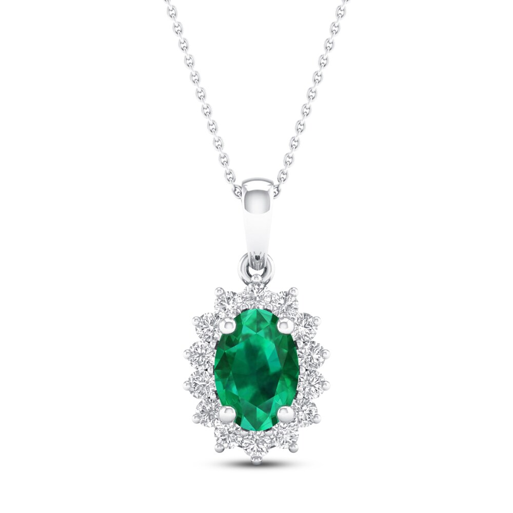 Emerald Necklace 1/5 ct tw Diamonds 10K White Gold Udyst74C