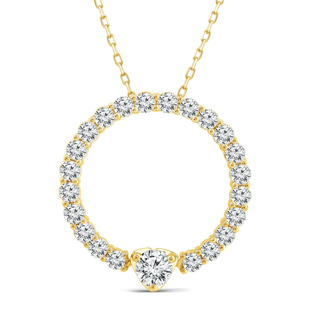 Diamond Circle Pendant Necklace 2 ct tw Round 14K Yellow Gold 18\" UiZzLnGn