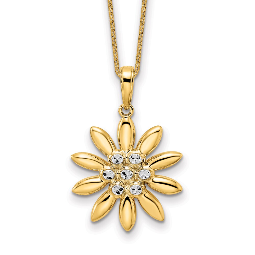 Flower Necklace 14K Yellow Gold 18" Uil3ubdc