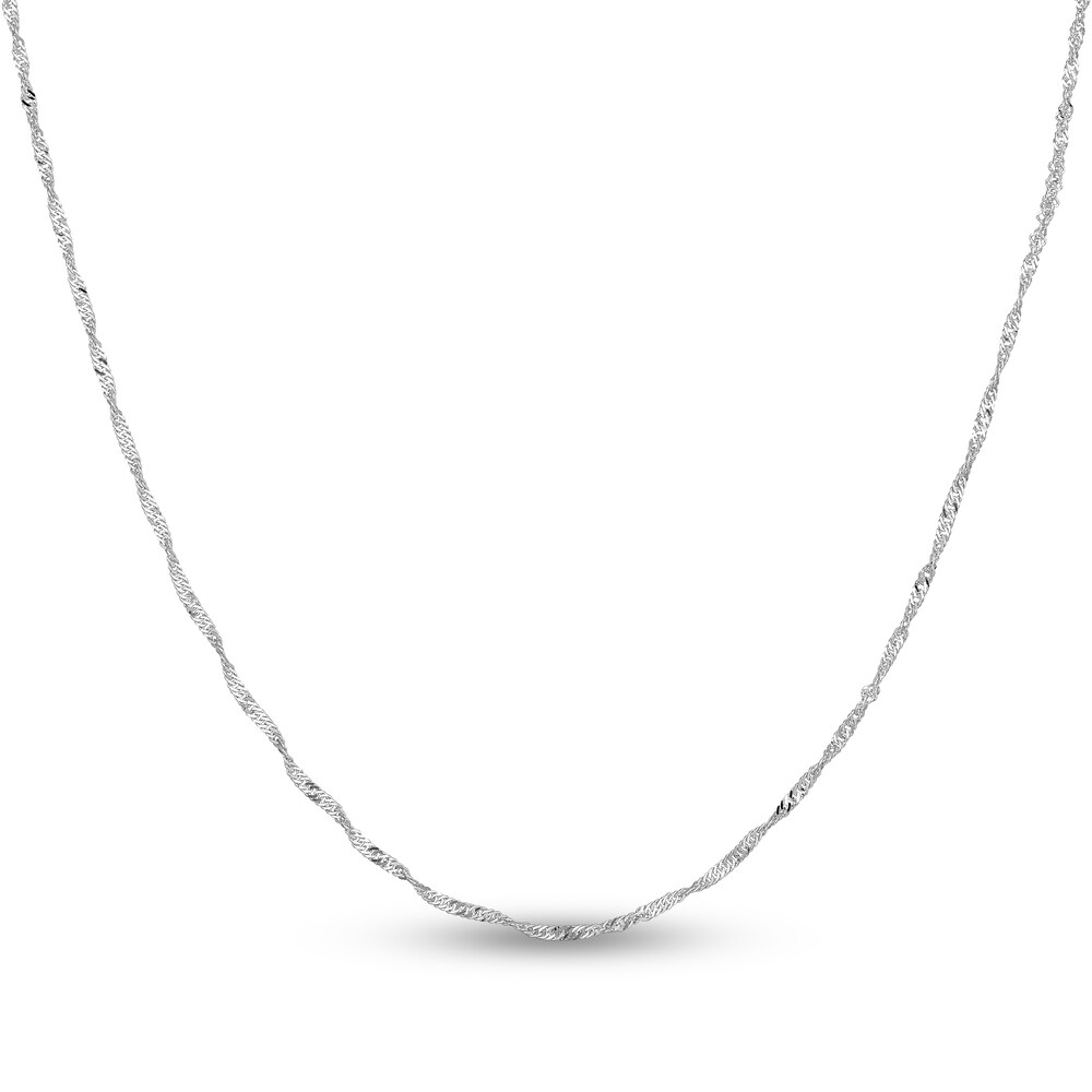 Singapore Chain Necklace 14K White Gold 18\" Us4XvEKB