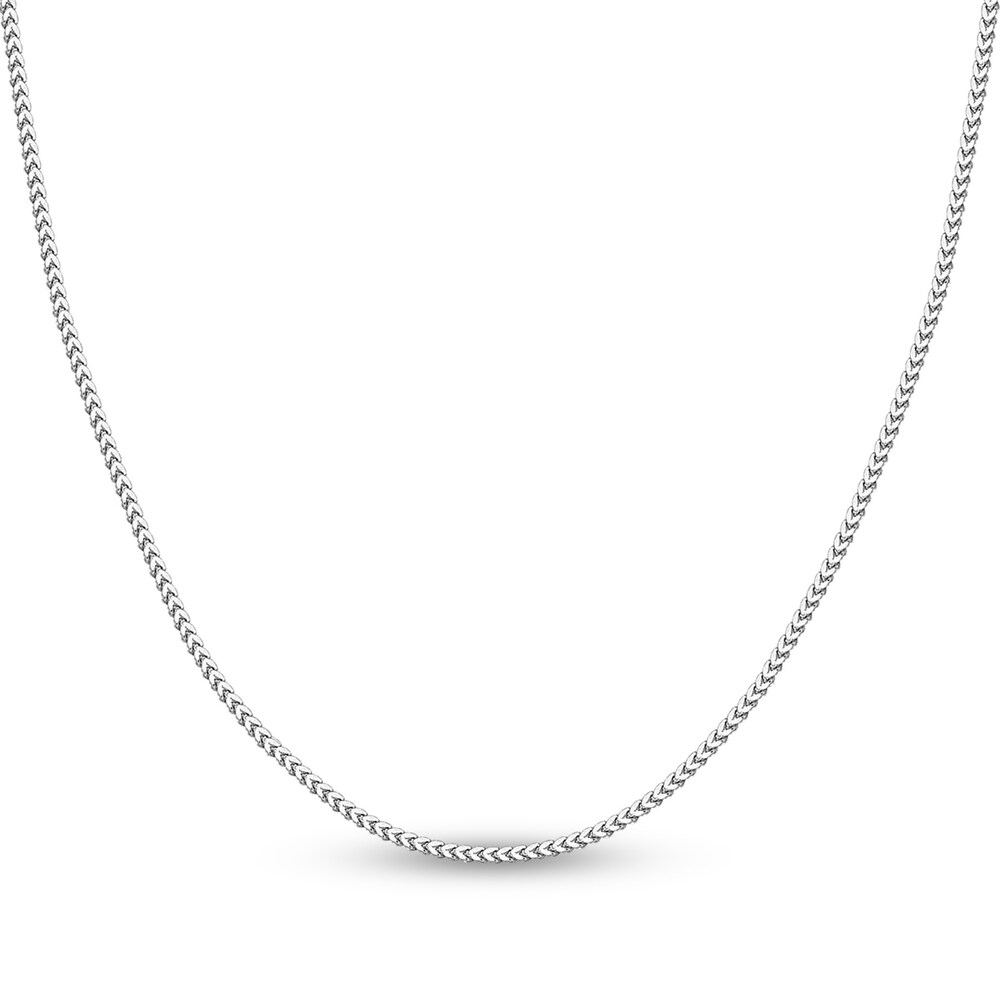 Round Franco Chain Necklace 14K White Gold 24" V3T1L5vO