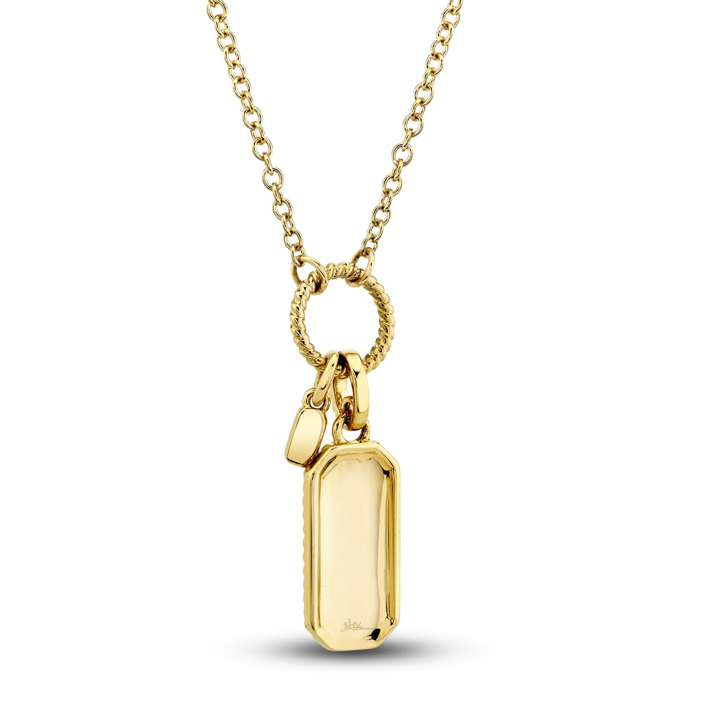 Shy Creation Diamond Tag Necklace 1/10 ct tw Round 14K Yellow Gold 18\" SC55024167 V6ARhZJi