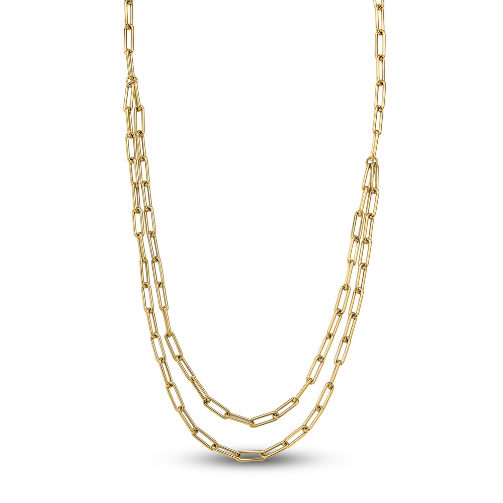 Two Layer Paperclip Necklace 14K Yellow Gold 20-Inch V6MclmyG