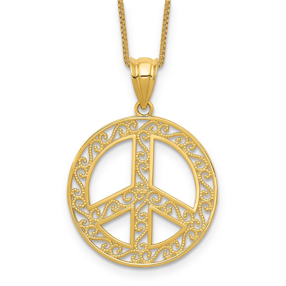 Filigree Peace Necklace 14K Yellow Gold 18" V71U32az