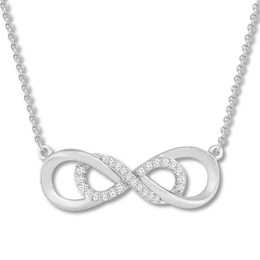 Diamond Infinity Necklace 1/10 ct tw Sterling Silver 18" Adj. V9fqK0E4