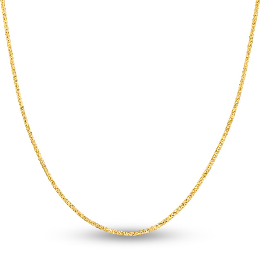 Square Wheat Chain Necklace 14K Yellow Gold 18" VDdjbdy8