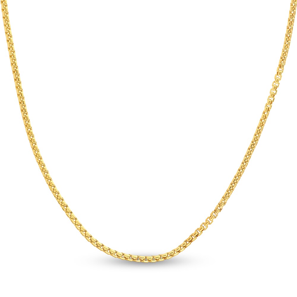 Hollow Round Box Chain Necklace 14K Yellow Gold 16" VEwfZ8aj