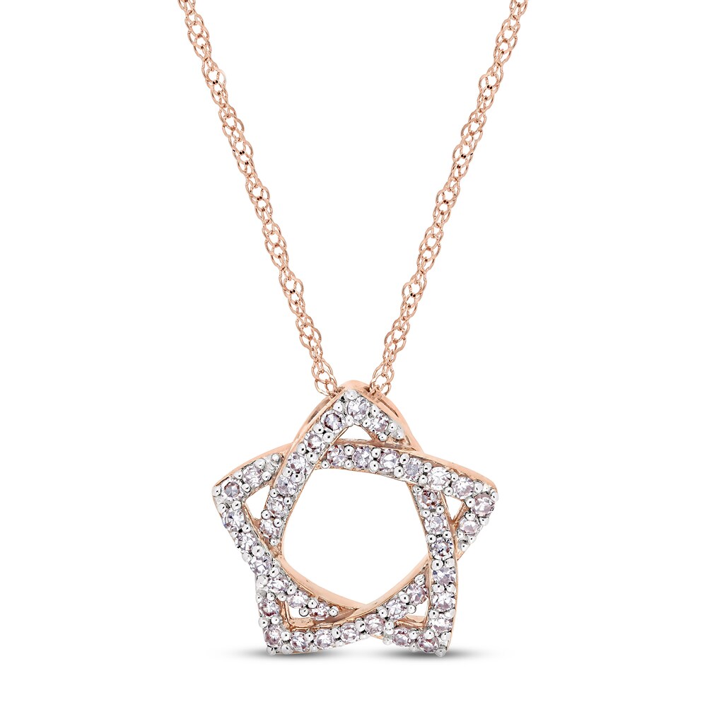 Diamond Star Necklace 1/5 ct tw Round 14K Rose Gold 17" VGR7yIq2
