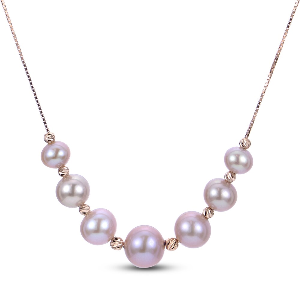 Diamond-Cut Pink Cultured Freshwater Pearl Necklace 14K Rose Gold VJcv05w6