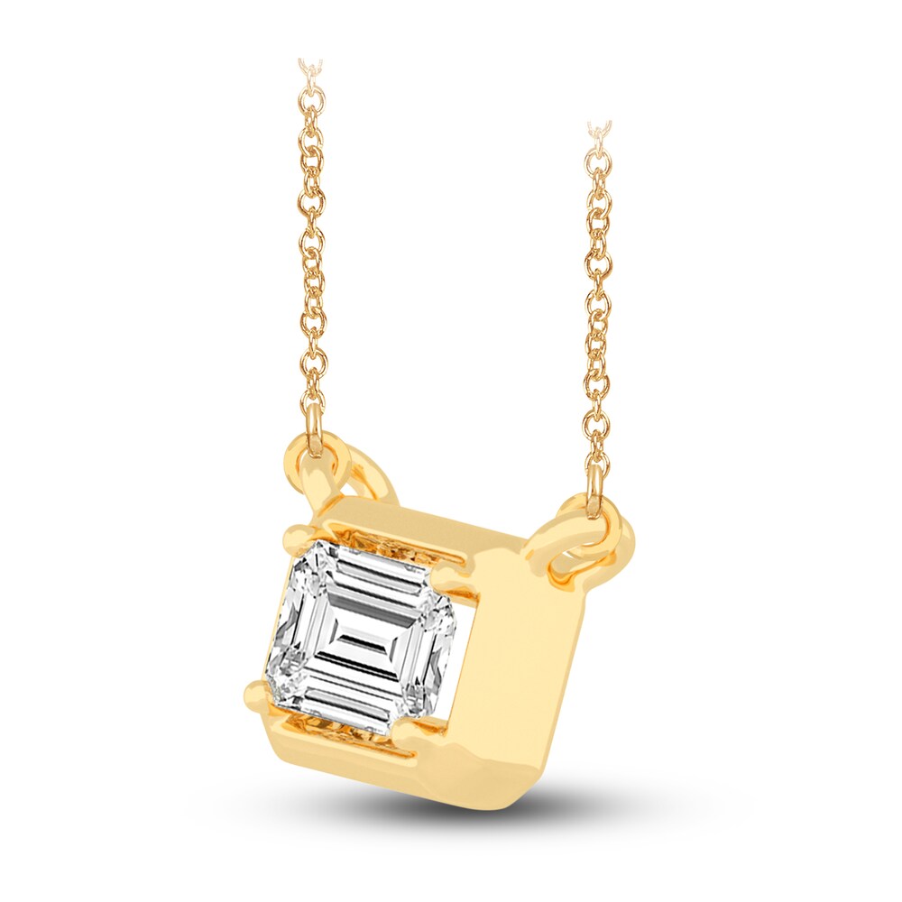 Diamond Pendant Necklace 3/8 ct tw Emerald 14K Yellow Gold 18\" (SI2,I) VW6HFaKu