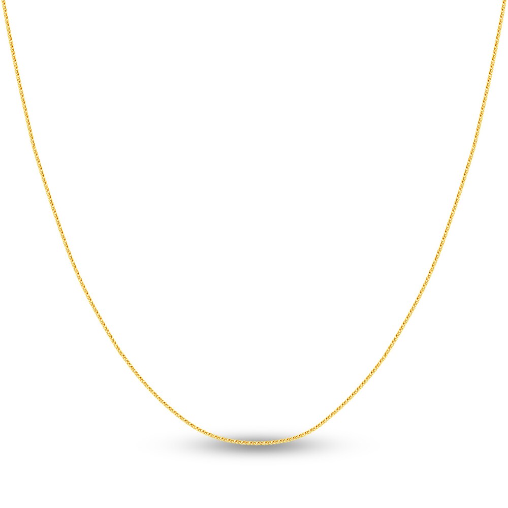 Square Wheat Chain Necklace 14K Yellow Gold 16" VWuAKxxo