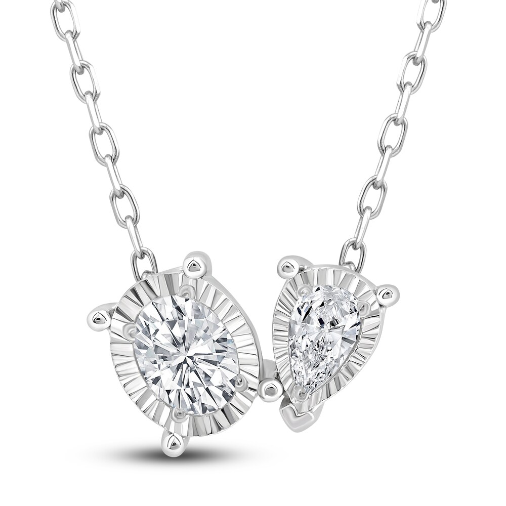 Diamond Pendant Necklace 1/4 ct tw Oval/Pear 14K White Gold 18" VZLkLRHJ