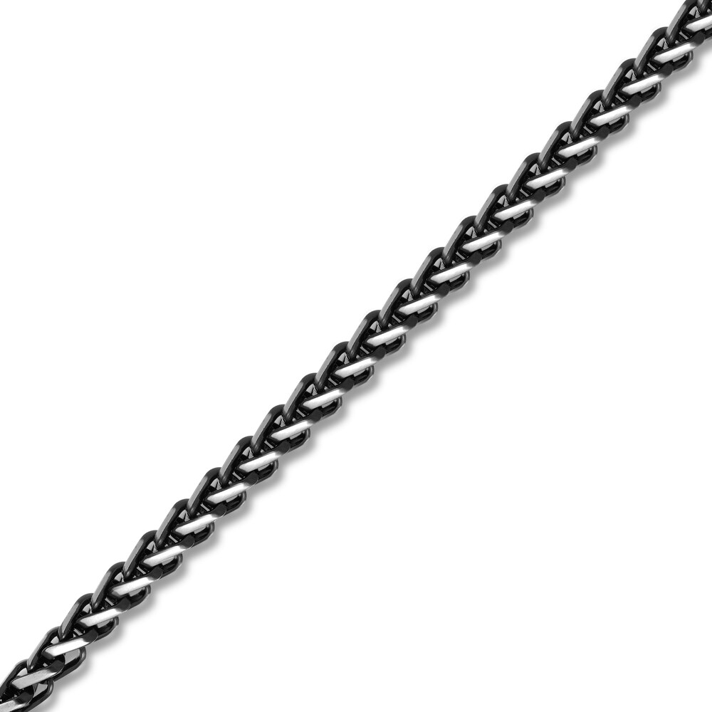 Wheat Chain Necklace Black Ion-Plated Stainless Steel 22\" VbFq3bR1