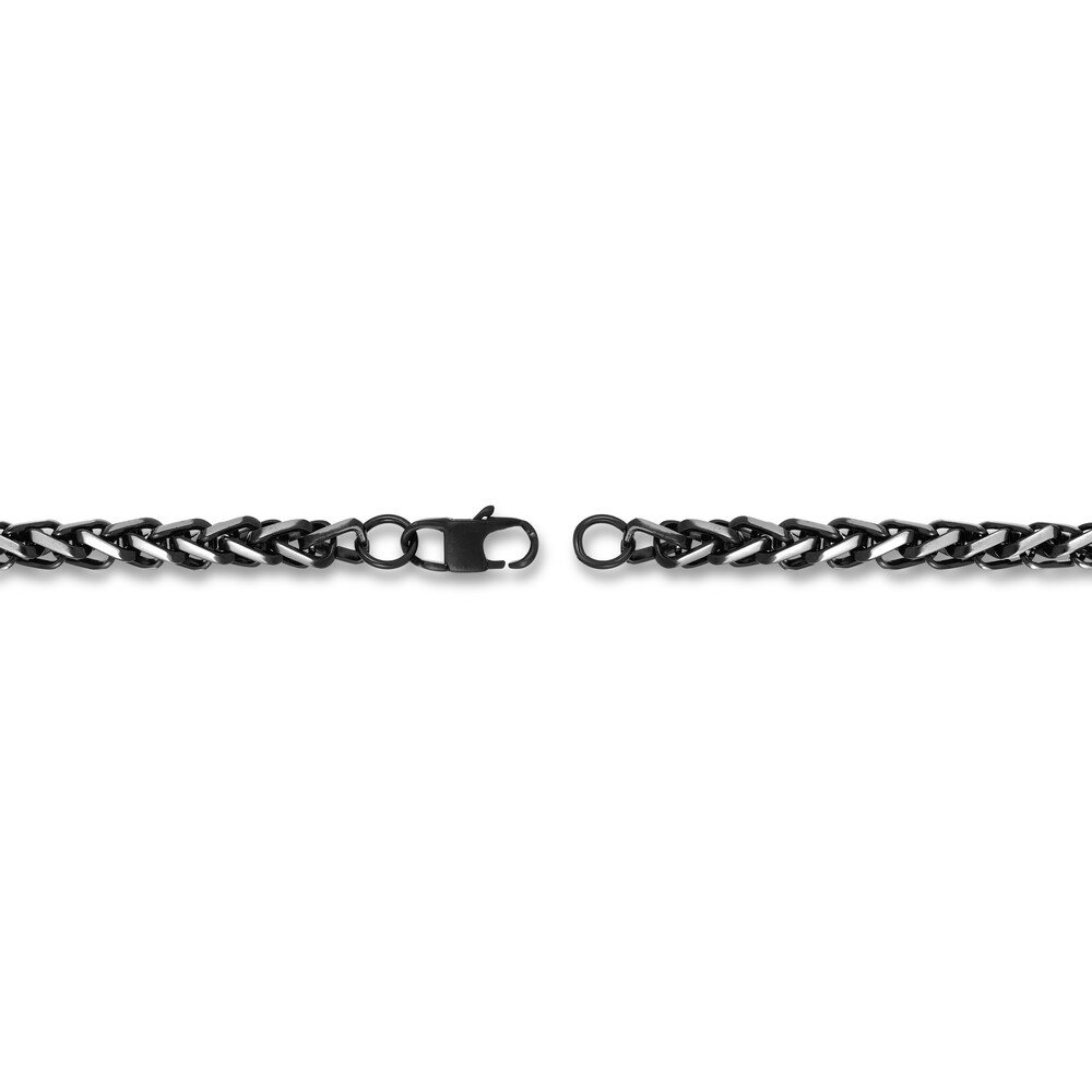 Wheat Chain Necklace Black Ion-Plated Stainless Steel 22\" VbFq3bR1