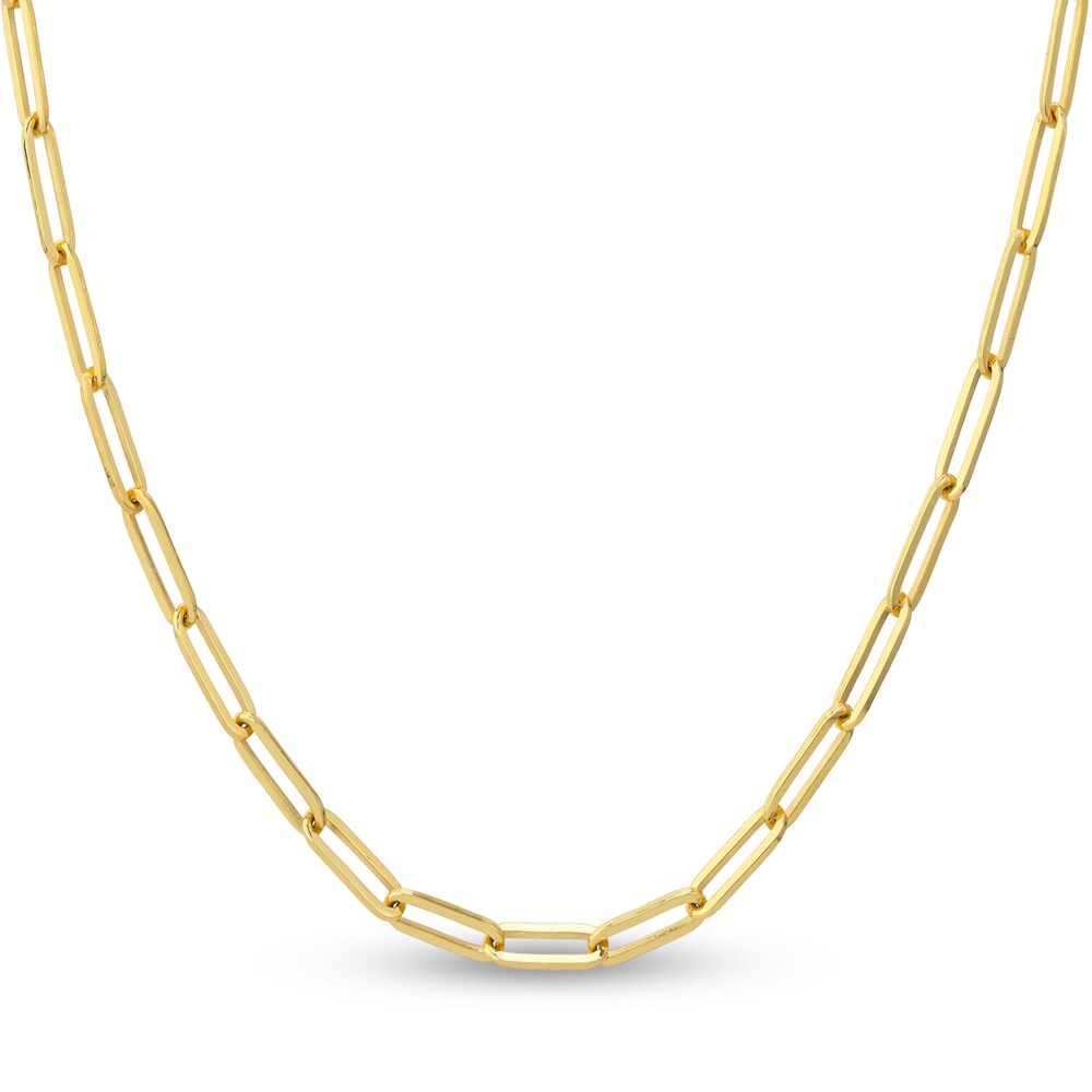 Paper Clip Chain Necklace 14K Yellow Gold 18\" VcLX3Tw1