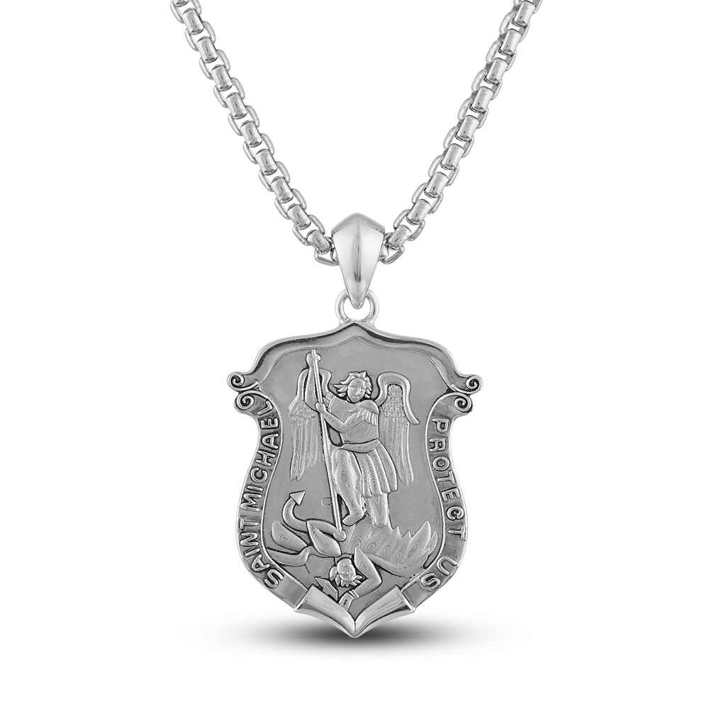 St Michael Pendant Necklace Stainless Steel VddRsyQt