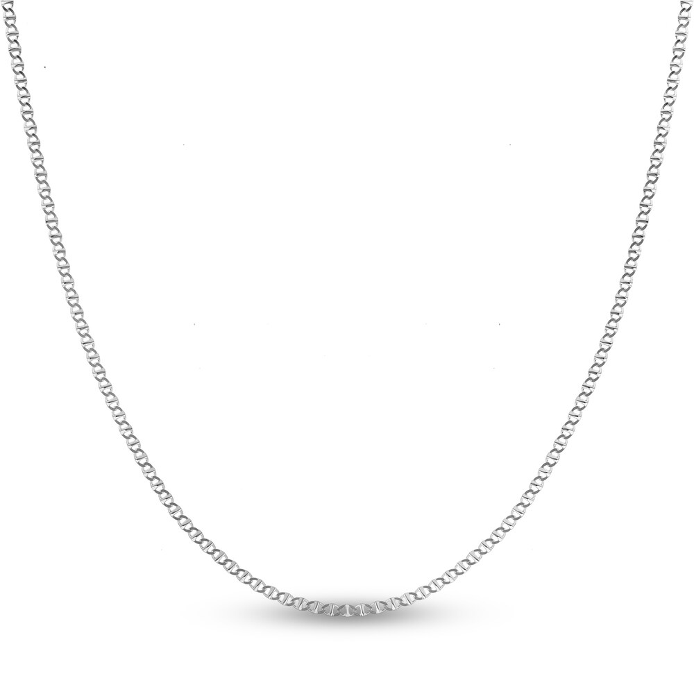 Flat Mariner Chain Necklace 14K White Gold 20" VeegmOzt