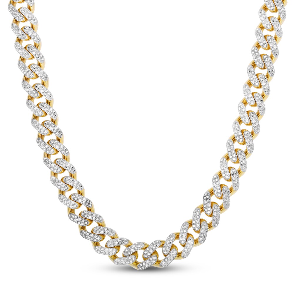 Diamond Curb Necklace 3 1/5 ct tw Round 10K Yellow Gold VgU3gYkK