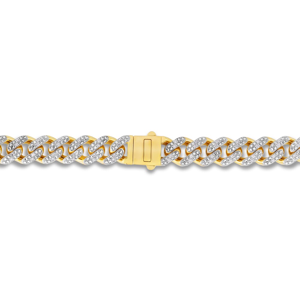 Diamond Curb Necklace 3 1/5 ct tw Round 10K Yellow Gold VgU3gYkK