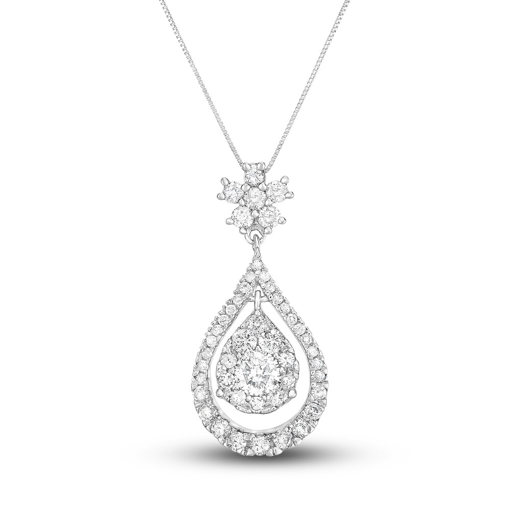 Diamond Pendant Necklace 1 ct tw Round 14K White Gold 18" VidR1nWs