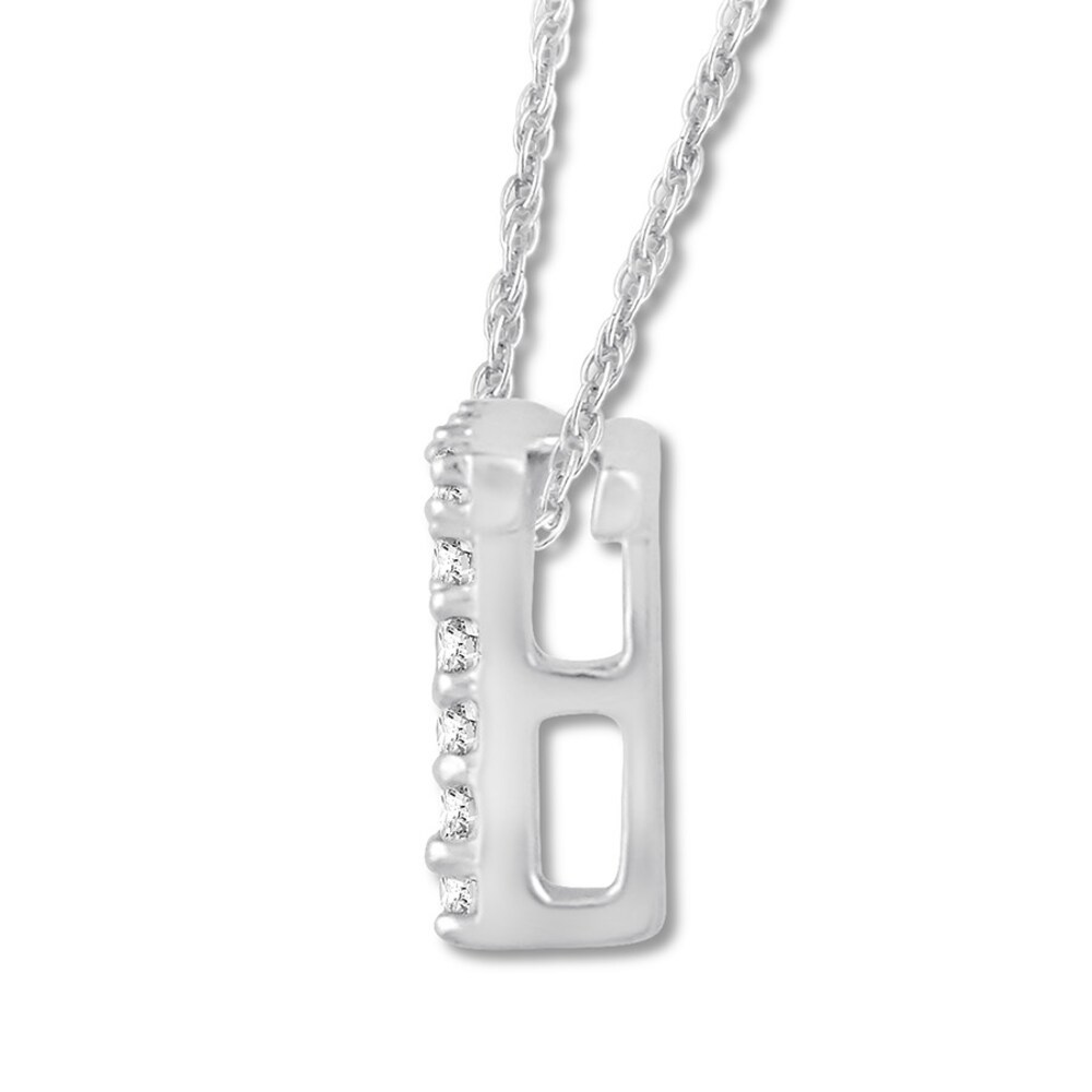 Diamond Initial T Necklace 1/20 ct tw Round-cut 10K White Gold VjVBl7Gb