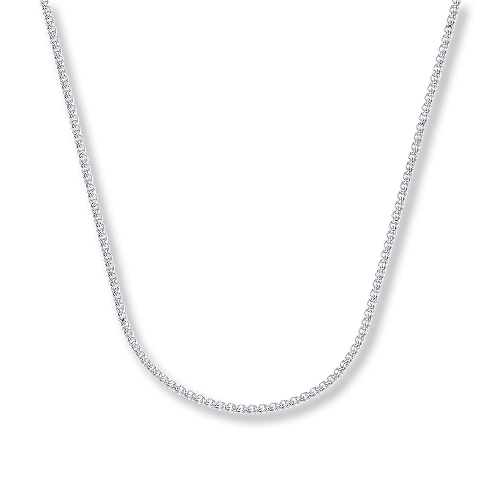 Wheat Chain Necklace 14K White Gold 30" Length VmHZXhLX