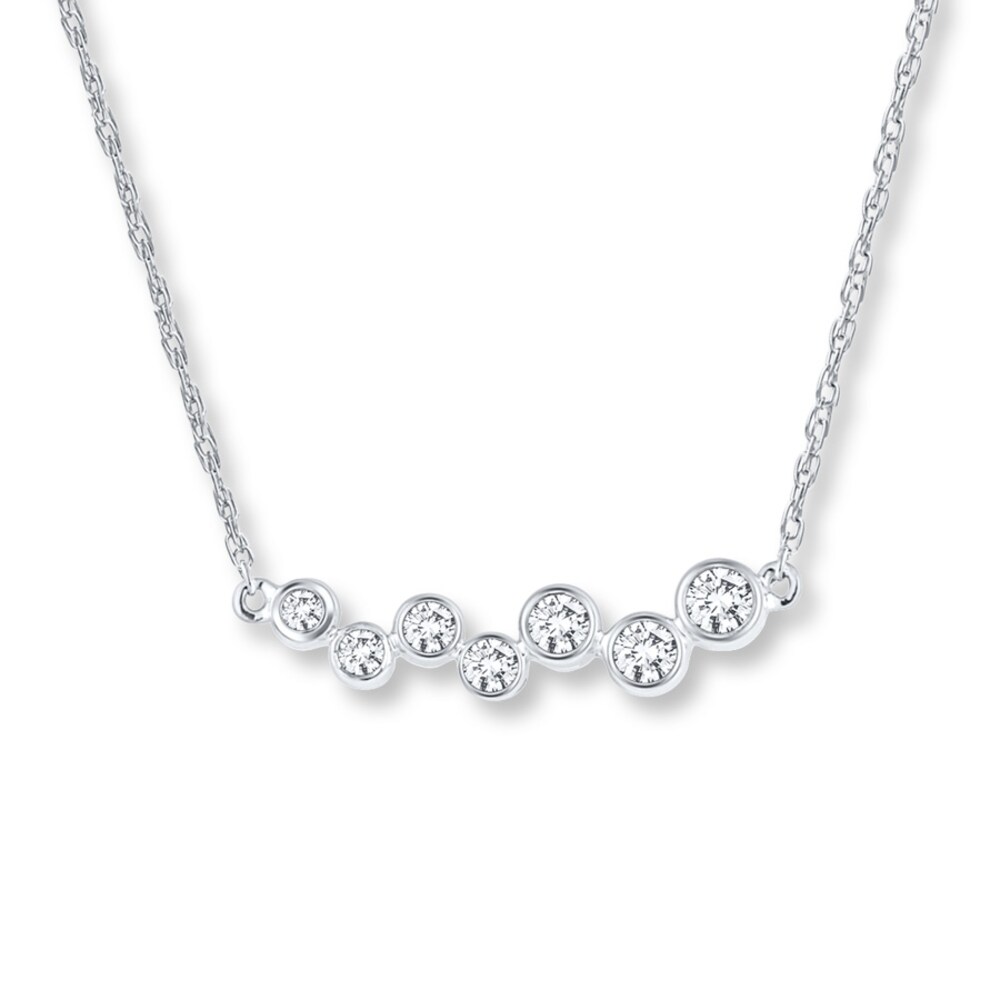 Diamond Wave Necklace 1/4 ct tw Round-cut 10K White Gold VqWYrAYA