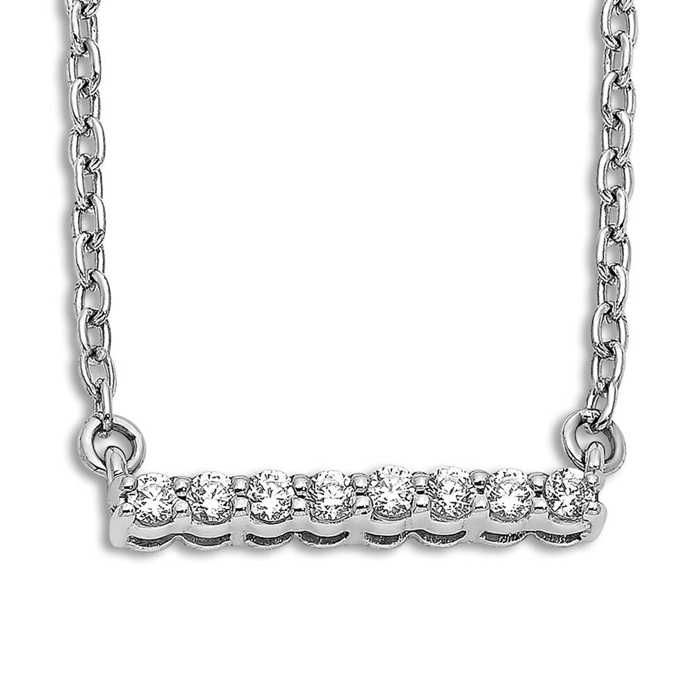 Diamond Bar Necklace 1/10 ct tw 14K White Gold 18\" VrCLYrEW