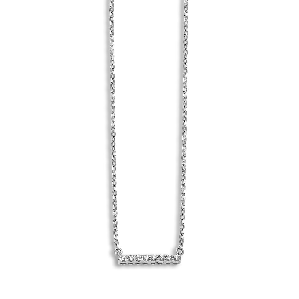 Diamond Bar Necklace 1/10 ct tw 14K White Gold 18\" VrCLYrEW