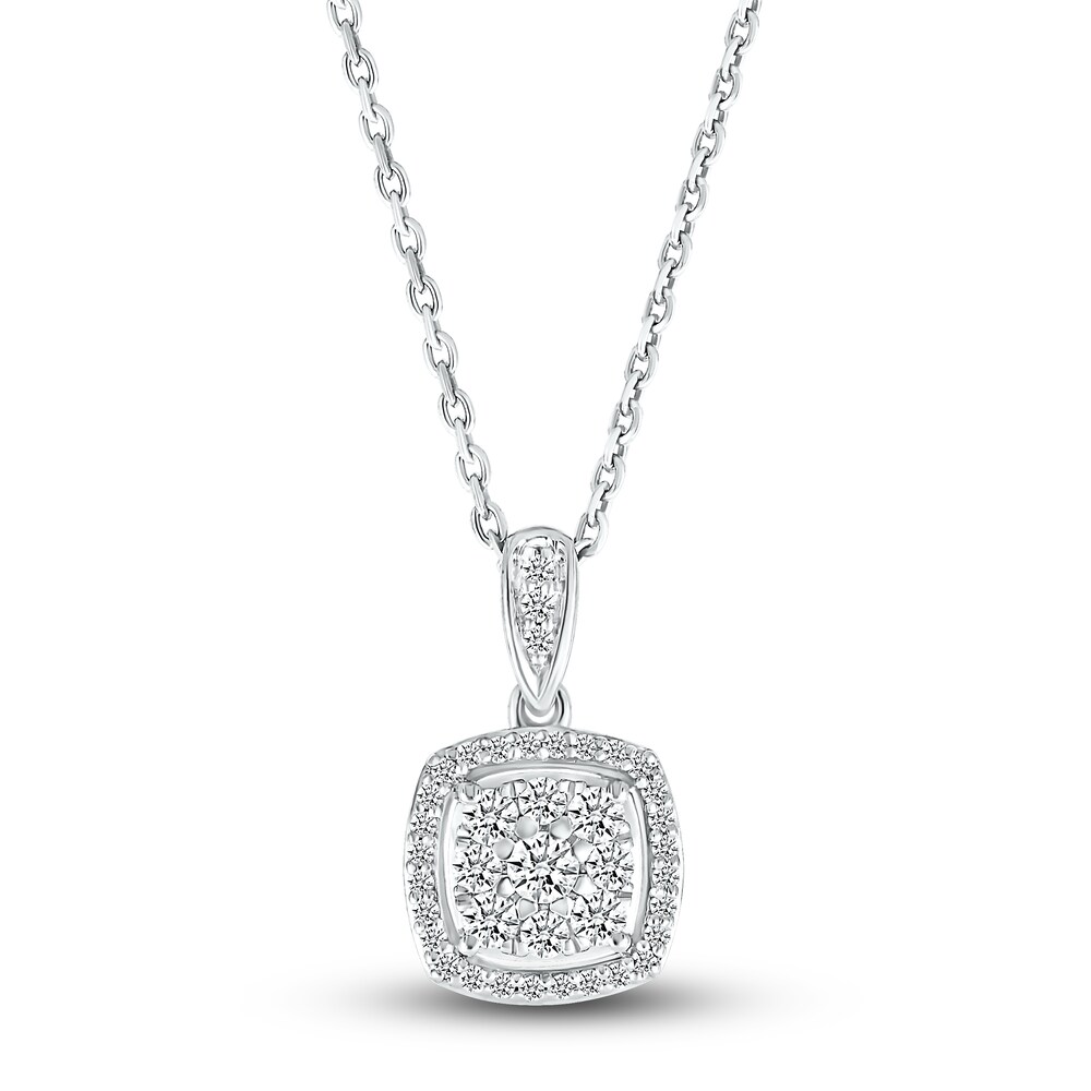 Diamond Pendant Necklace 1/4 ct tw Round 10K White Gold Vv87OwWL