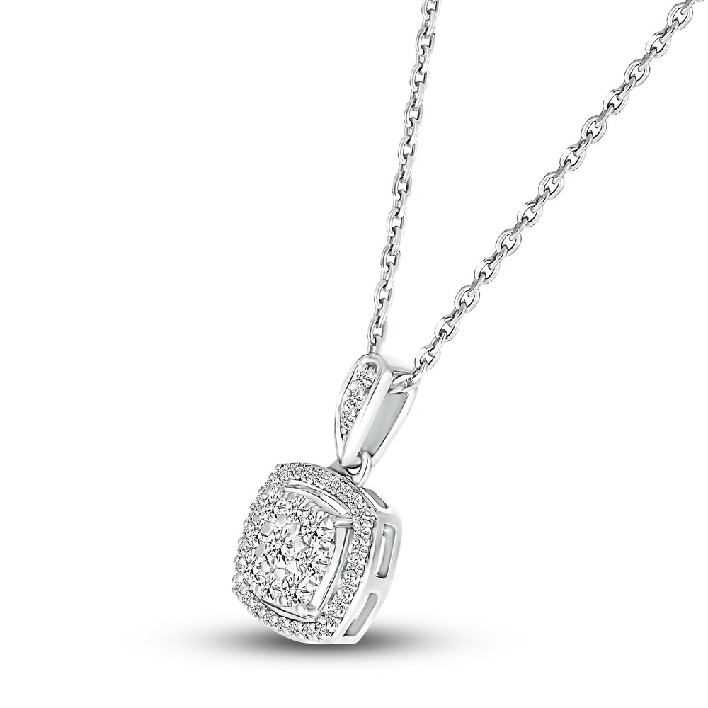 Diamond Pendant Necklace 1/4 ct tw Round 10K White Gold Vv87OwWL