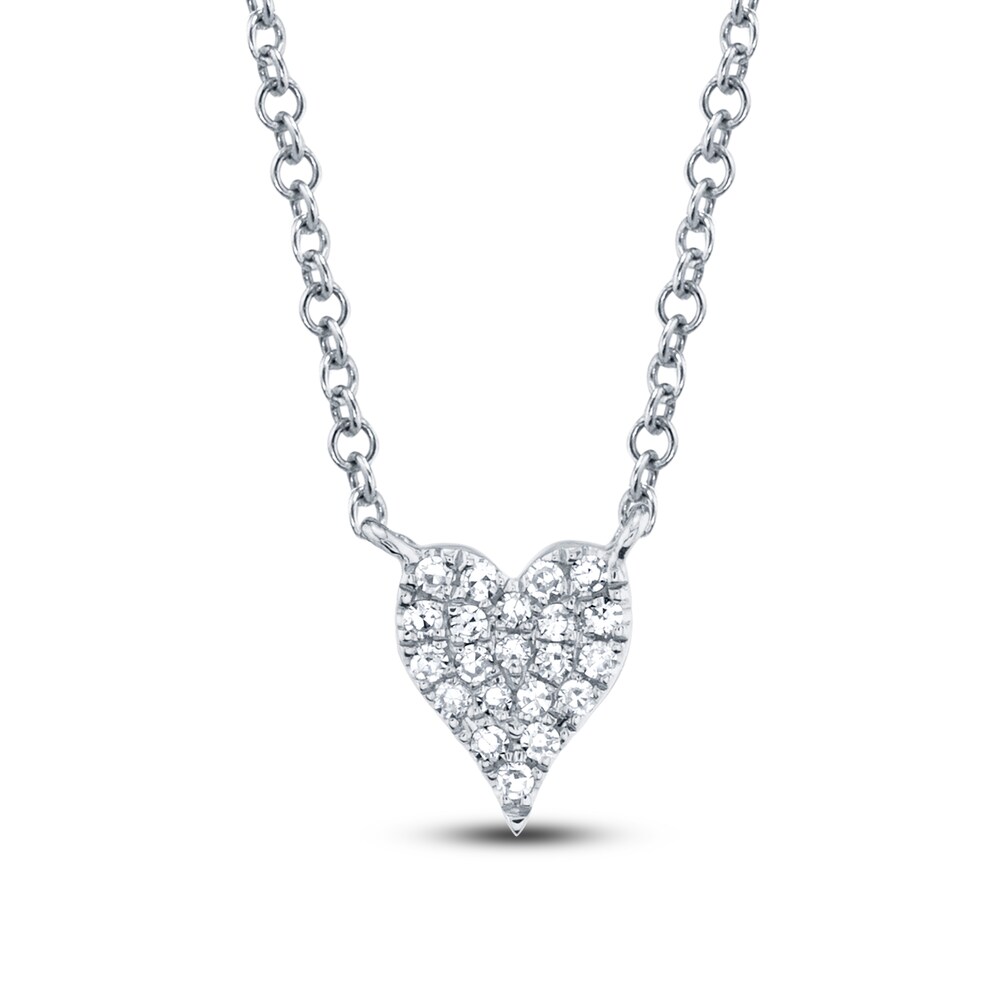 Shy Creation Diamond Heart Necklace 1/20 ct tw Round 14K White Gold 581012705 Vw9J8Lrb [Vw9J8Lrb]
