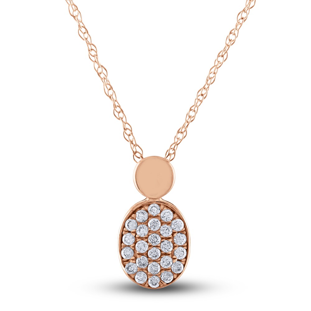 Diamond Pendant Necklace 1/10 ct tw Round 10K Rose Gold 18" VzUeEf0G