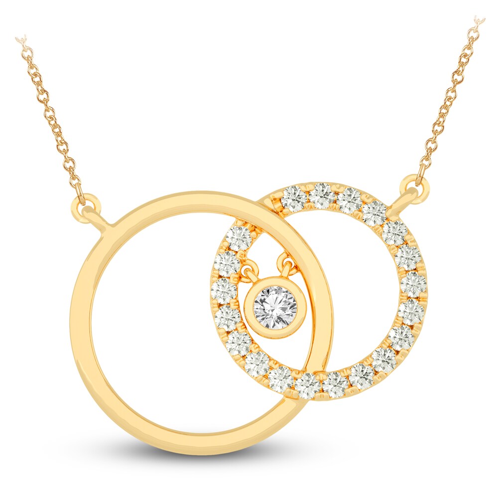 Diamond Pendant Necklace 1/2 ct tw Round 14K Yellow Gold 18" VzpoVw2X