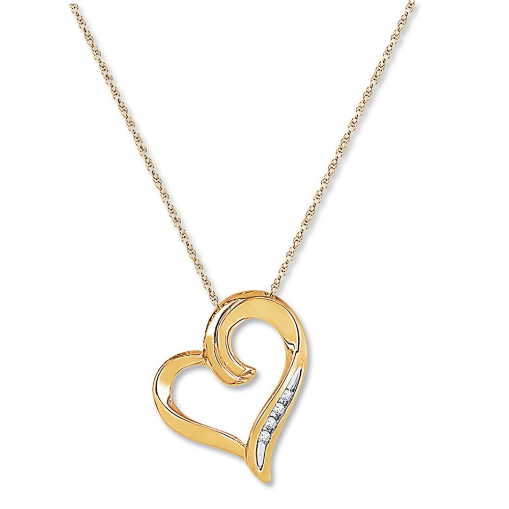 Heart Necklace Diamond Accents 10K Yellow Gold W06FIhFN [W06FIhFN]