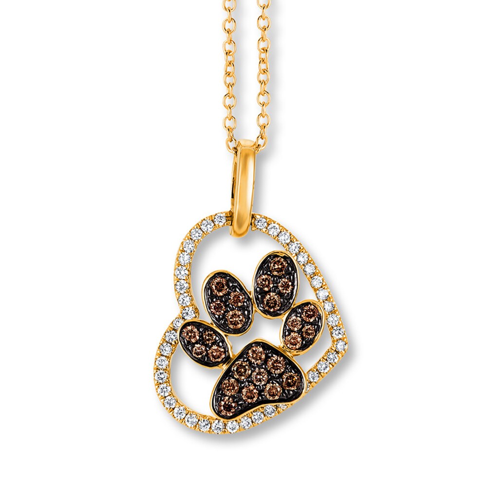 Le Vian Chocolate Diamond Paw Necklace 1/3 ct tw 14K Yellow Gold W4pRevPQ