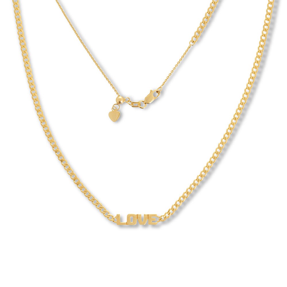 Love Curb Chain Choker Necklace 14K Yellow Gold 12" WBXPSkT5