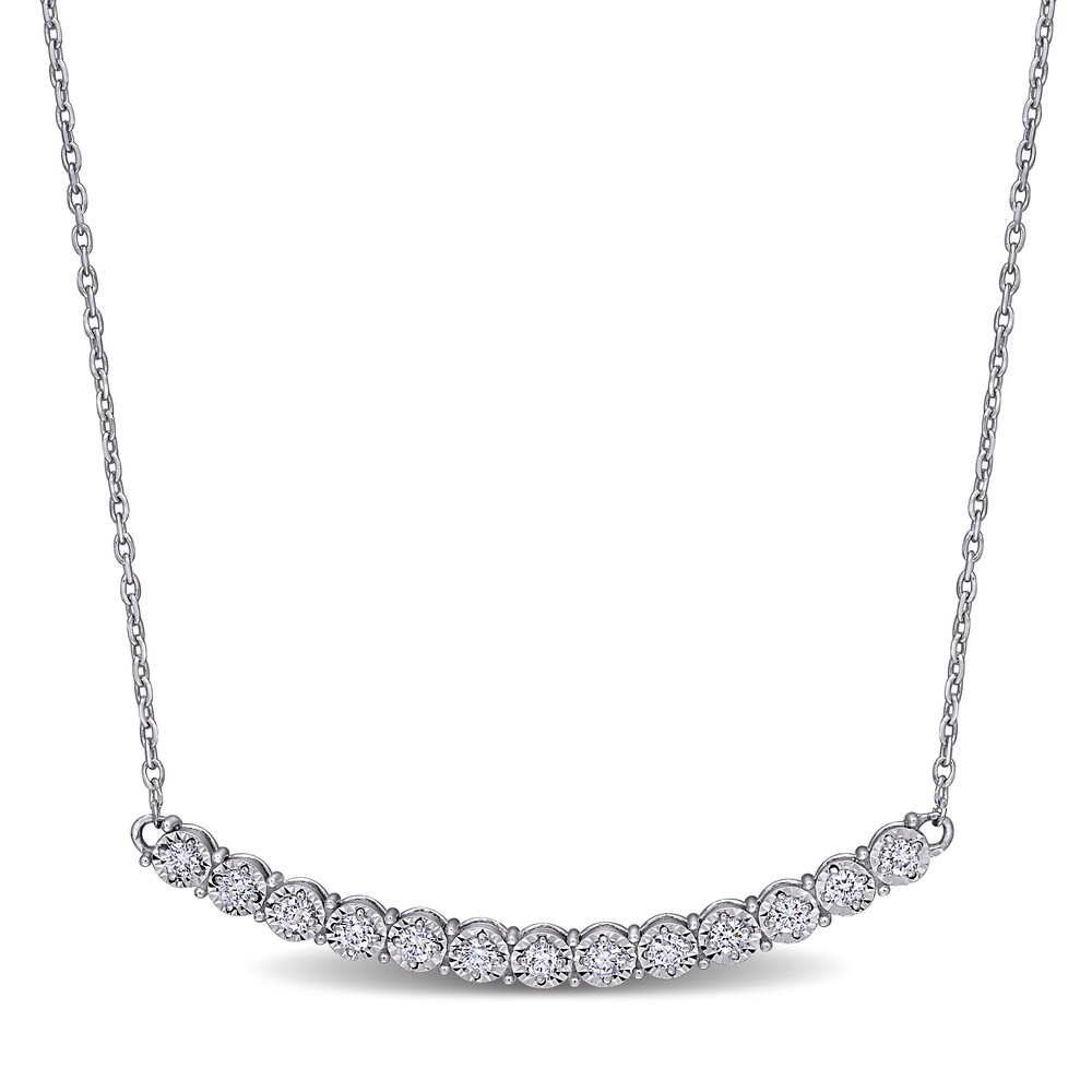 Diamond Bar Necklace 1/3 ct tw Round 14K White Gold WEOk2L3o