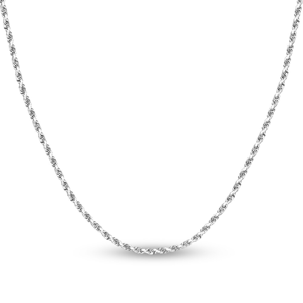 Diamond-Cut Rope Chain Necklace 14K White Gold 18\" WET7RVaX