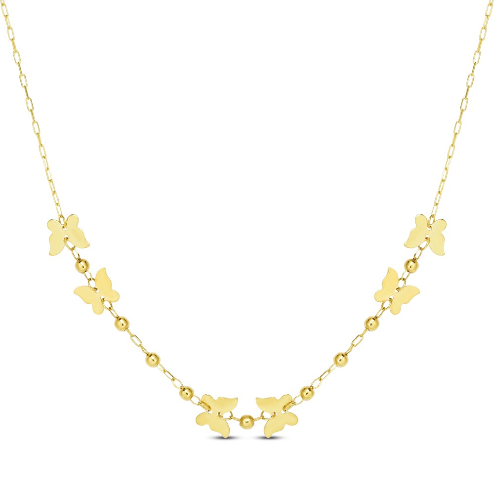 Beads & Butterflies Necklace 14K Yellow Gold WGfTi068