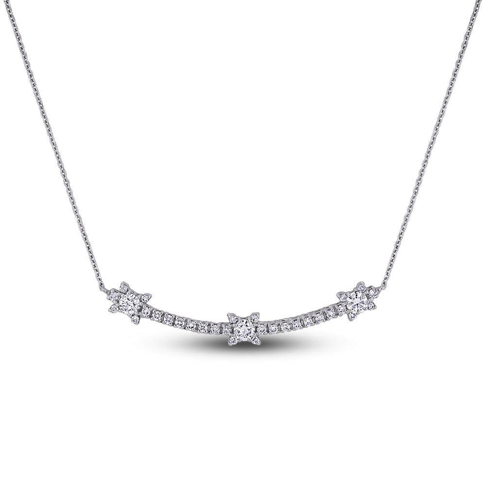 Diamond Bar Necklace 7/8 ct tw Round 18K White Gold 18" WHCUsN7s