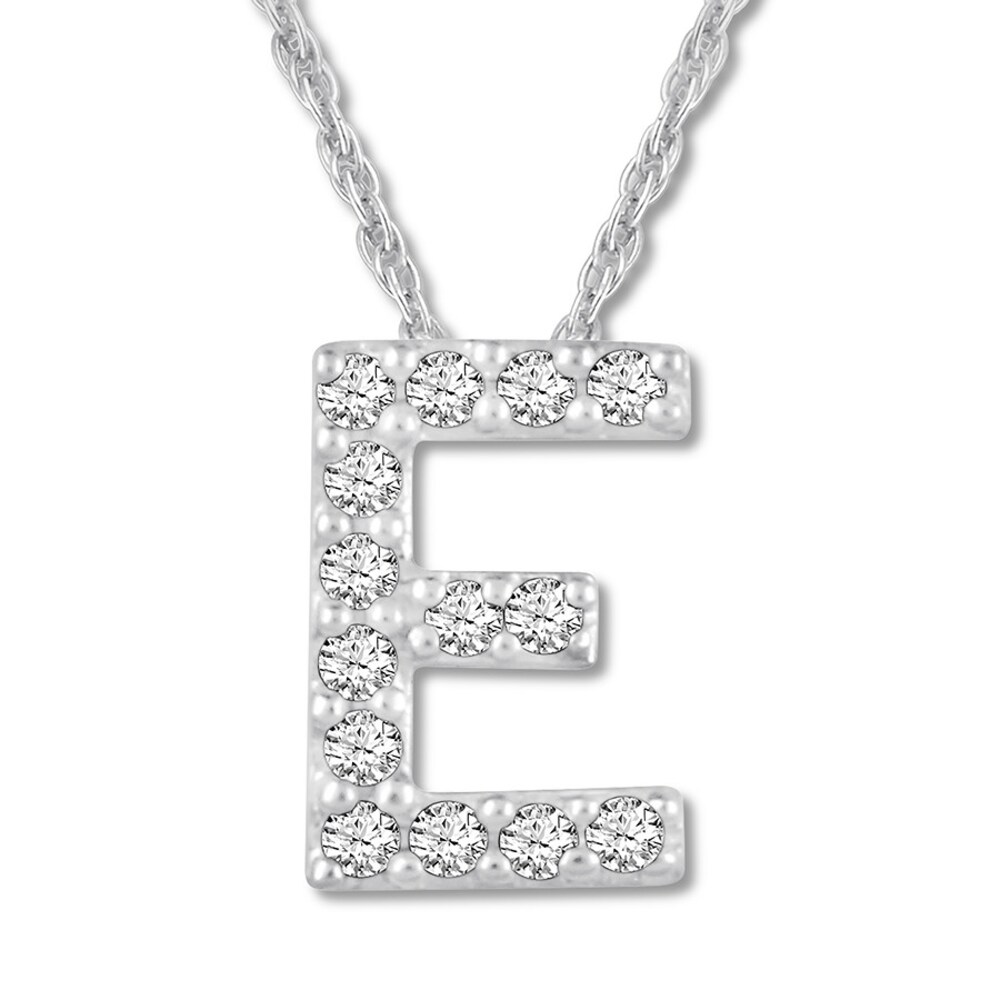 Diamond Initial E Necklace 1/20 ct tw Round-cut 10K White Gold WT4JYVV6