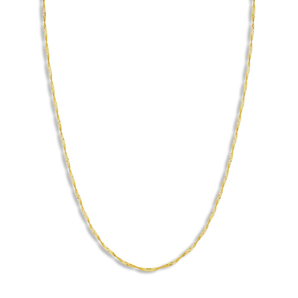 Singapore Chain Necklace 14K Yellow Gold 20" WcKoYAN9