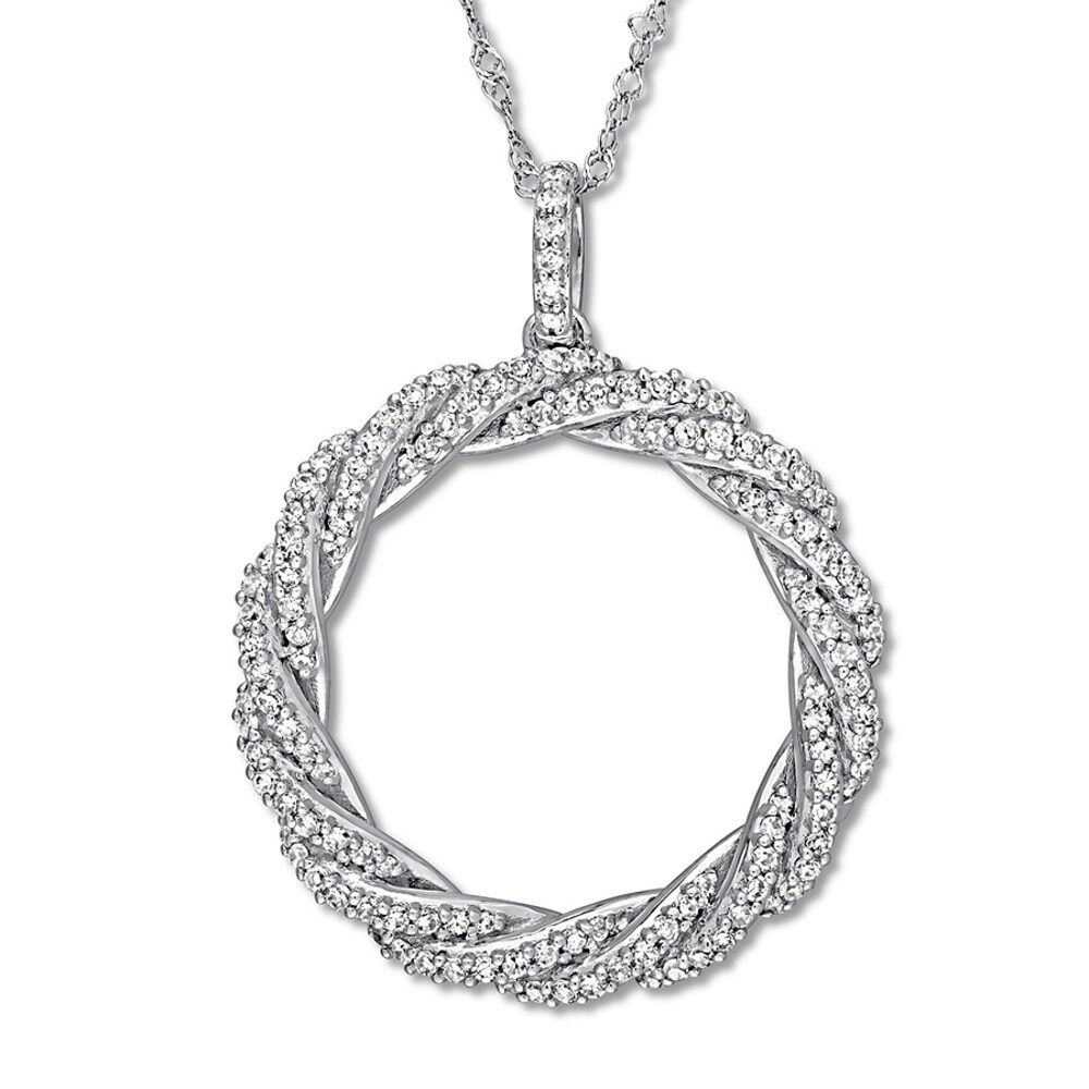 Diamond Circle Necklace 1/2 ct tw Round-cut 14K White Gold Wo6o7H8j