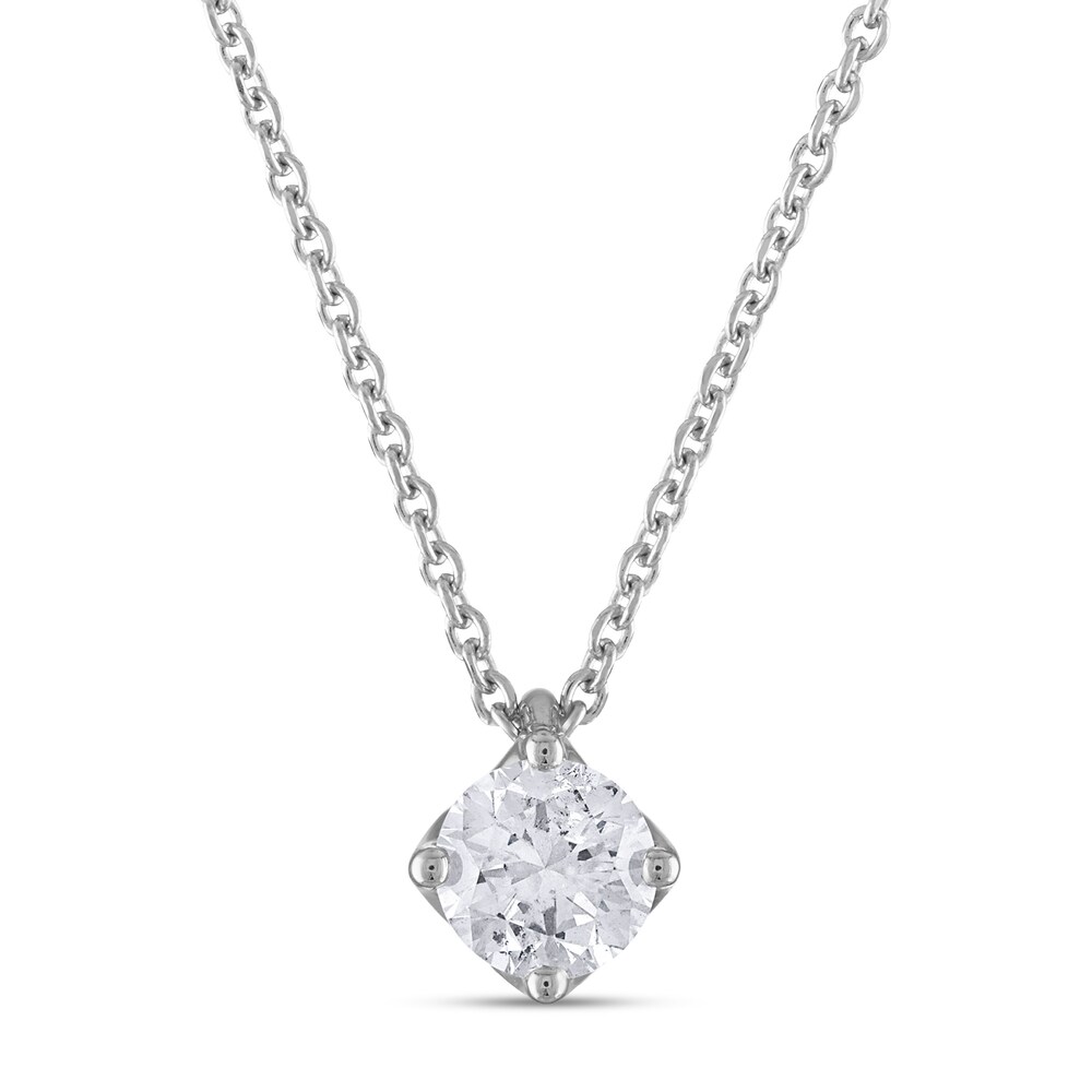 Diamond Solitaire Necklace 1/2 ct tw Round 14K White Gold (I2/I) WpfTb9Lg