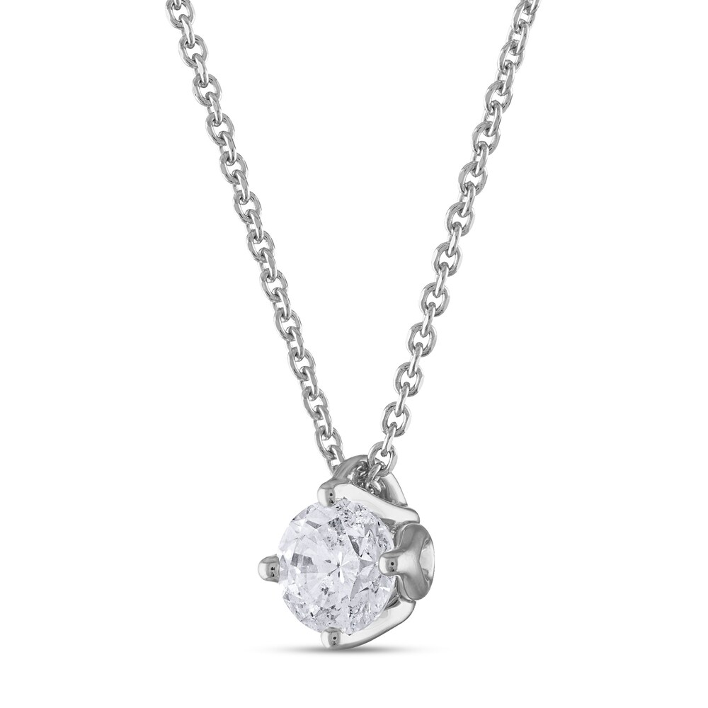 Diamond Solitaire Necklace 1/2 ct tw Round 14K White Gold (I2/I) WpfTb9Lg