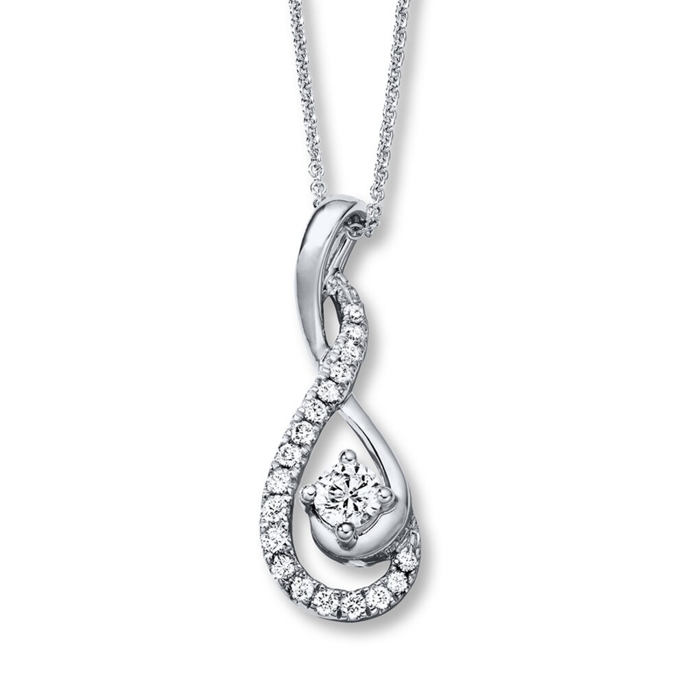 Hearts Desire Diamond Necklace 5/8 ct tw Round-cut 18K White Gold Ww4j587E