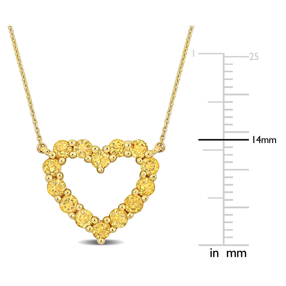 Natural Citrine Heart Pendant Necklace 10K Yellow Gold 17\" Wx3BOqUA