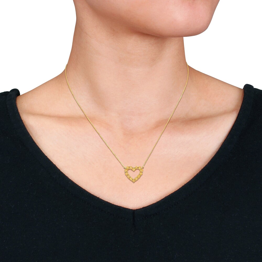 Natural Citrine Heart Pendant Necklace 10K Yellow Gold 17\" Wx3BOqUA