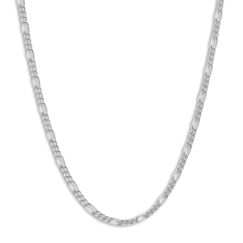 24" Figaro Chain Necklace 14K White Gold Appx. 1.28mm WyedP2QL
